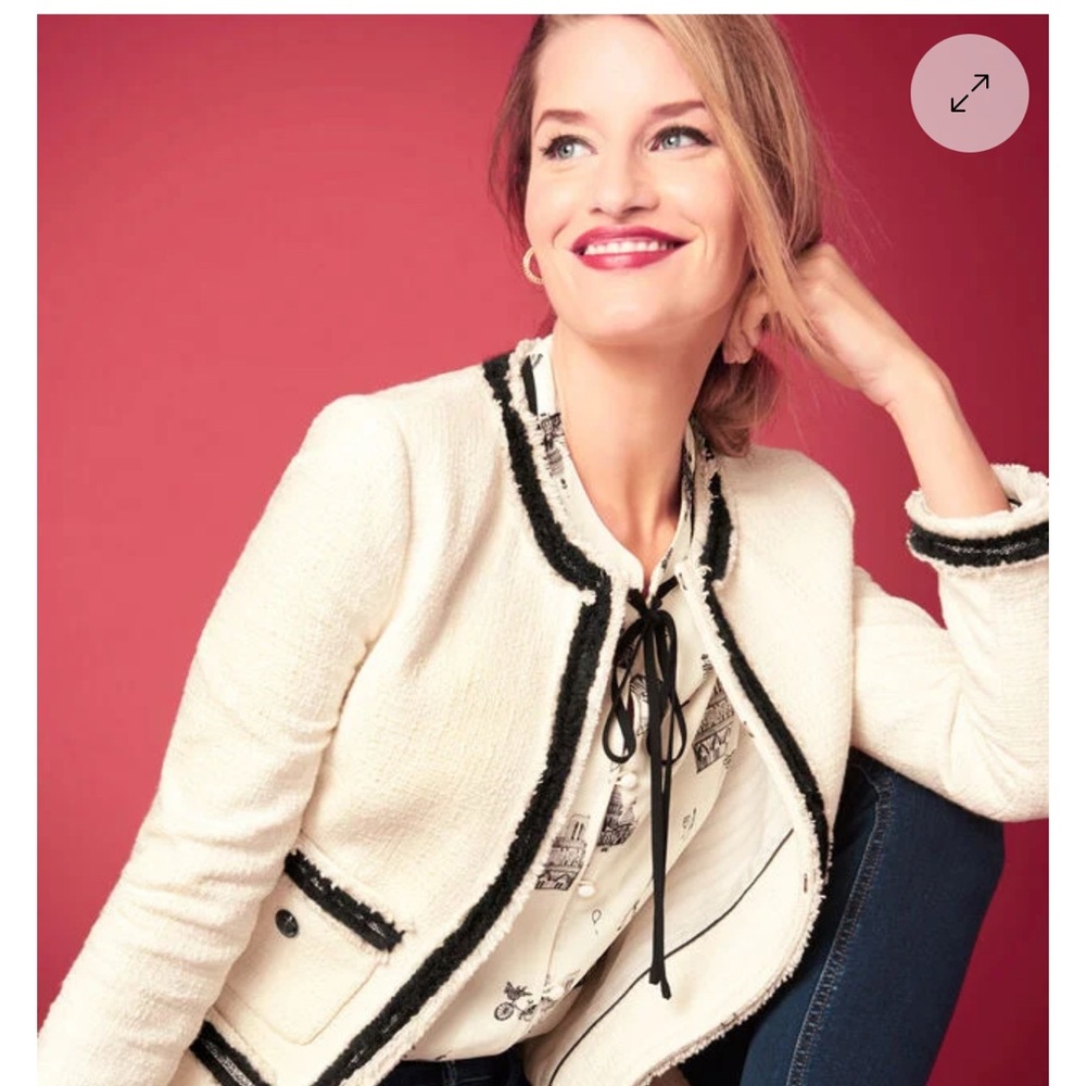 Talbots Cream Jacket with Black Accents